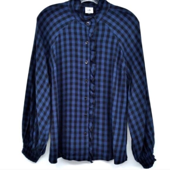 CAbi 3961 Aberdeen Shirt Blue Plaid - Picture 2 of 4